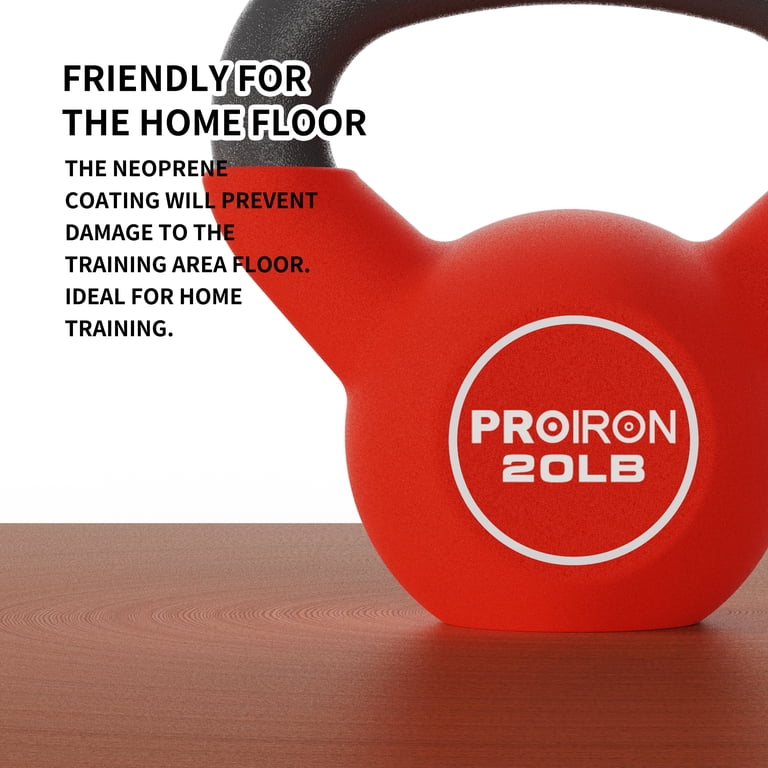 PROIRON 20lb Neoprene Coated Kettlebell, Red photo 6