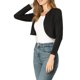 thumbnail image 4 of Cárdigan ligero de punto con cuello redondo y mangas largas para mujer, bolero recortado, 3XL, negro, 4 of 7