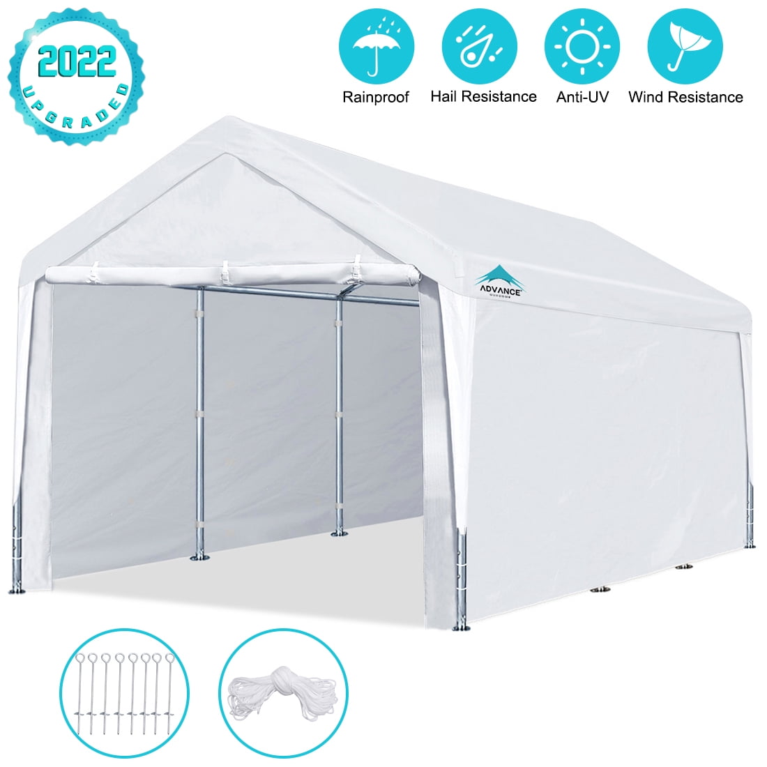 White Heavy Duty Garage Canopy Tent 10x20 FT Steel Carport Portable Car Shelter 