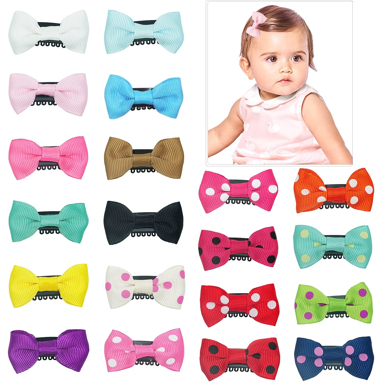 Infant bows Cream Spot Snap Clip Hair Bows Set of 2 Snap Clip Set Hair Clip Set Baby Girl Gift Baby Infant Girl Toddler