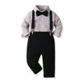 thumbnail image 3 of Kids Suits Dress Shirt with Bowtie Suspender Pants 3 Pieces Formal Gentleman Suits Baby Boy Outfit for Boys 6-12 Months, 3 of 8