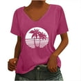 thumbnail image 2 of Zunfeo Junior Shirts for Women Short Sleeve Summer Tops Casual V Neck Pullover Beach Blouse T Shirts Hot Pink XL, 2 of 5