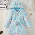 thumbnail image 2 of FINALGANG Girls Kids Plush Warm Bathrobe Floral Pattern Long Sleeve Loose Fit Hooded Robe With Belt For Daily Home Relaxation Adorable Outfits, 2 of 9