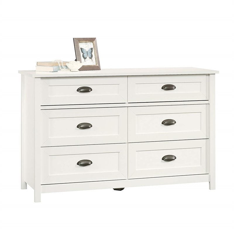 6 Drawer Bedroom Dresser In Soft White, Soft Close Dresser White