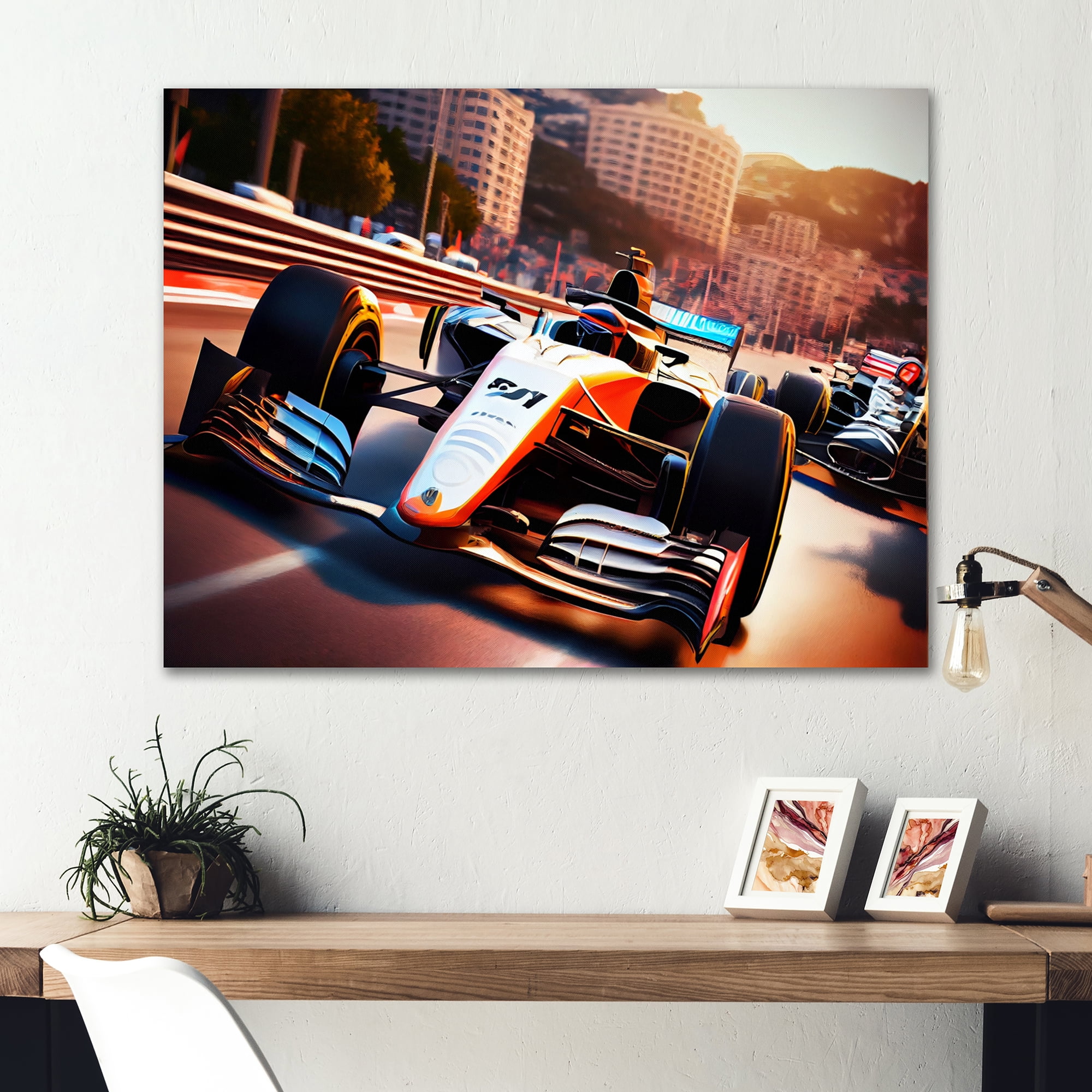 Designart Racing car in Monaco GP XI Canvas Wall Art
