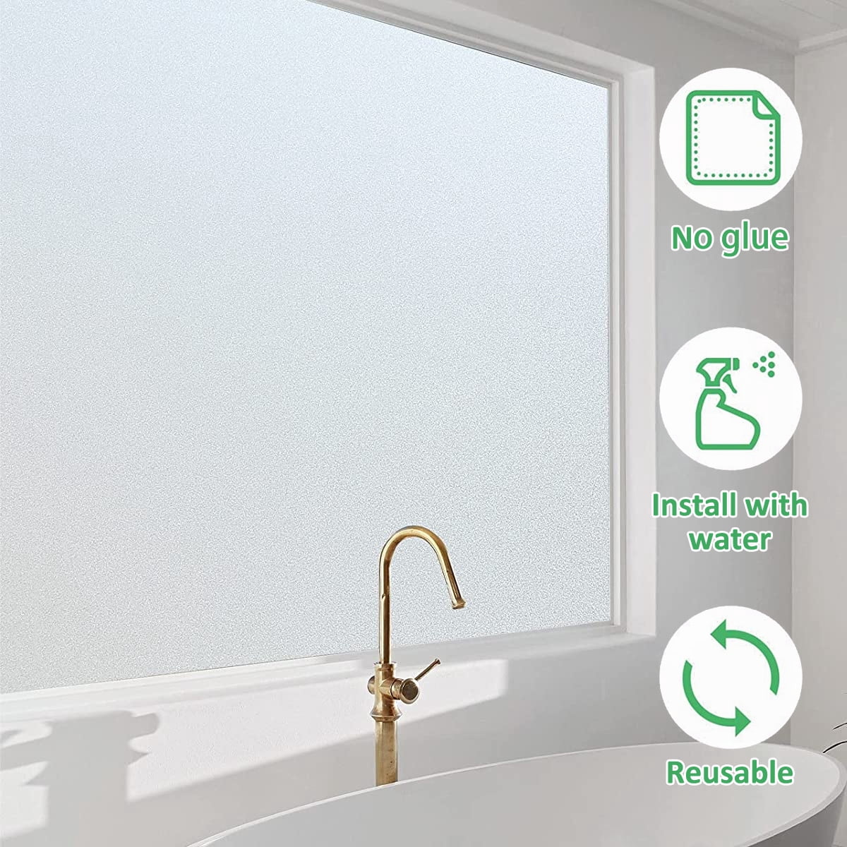 Window privacy film, office shower room, thickened, translucent, opaque, glue-free, removable electrostatic frosted glass film