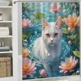 thumbnail image 4 of Cute Cat Shower Curtain 4-Piece Bathroom Decor Set, Includes 72" x 72" Shower Curtain, Toilet Cover Mat, U-Shaped Mat, Non-Slip Floor Mat (with 12 Hooks), 4 of 7