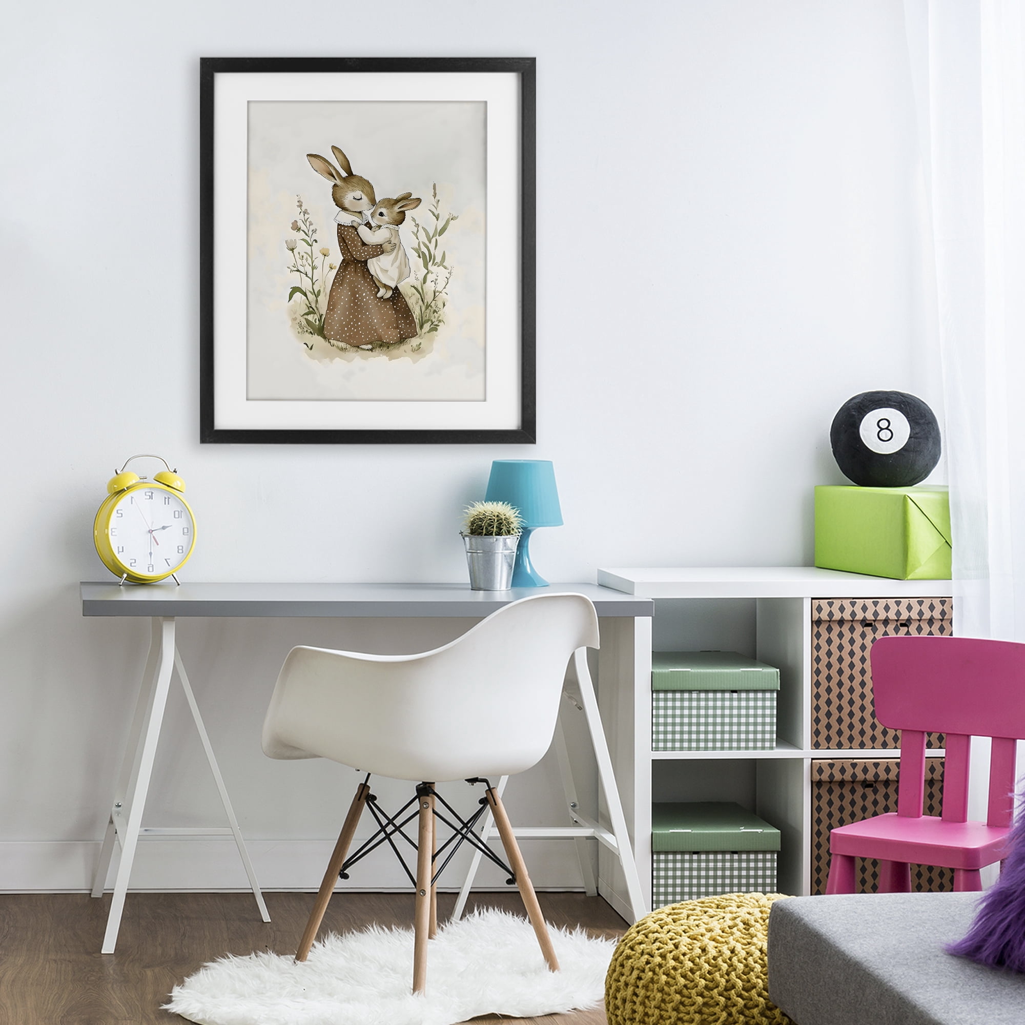 Stupell Industries A Mother's Love Rabbits Black Framed Print Under Glass, design by Arlington Prints
