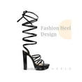 thumbnail image 3 of BLISSFUL STEP Women Platform Lace Up Block Heels Sandals for Women Black 6, 3 of 6
