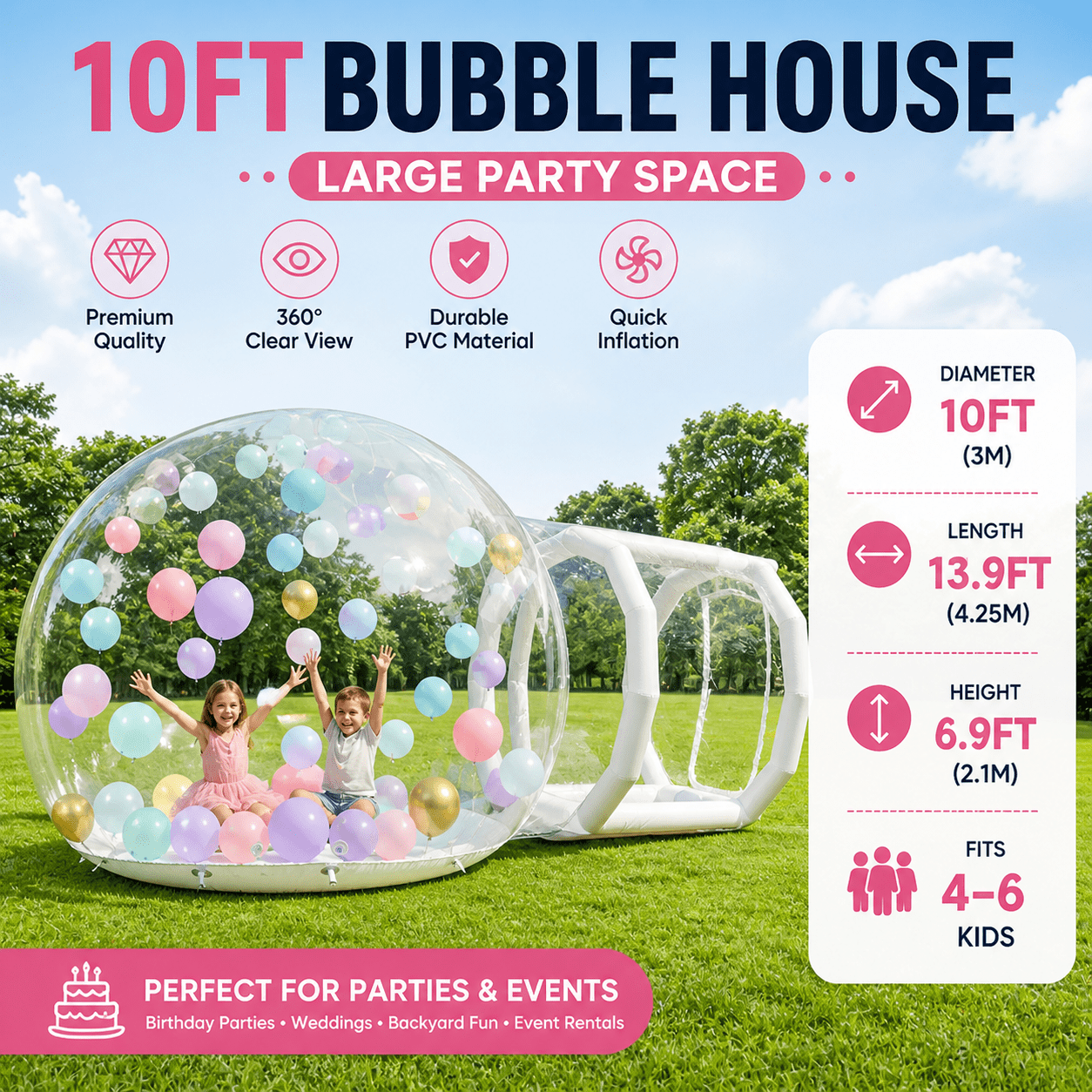 10FT Bubble Balloon House Bubble Tent for Party Balloons Decorations