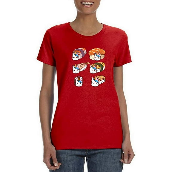 Cute Sushi Unicorns T-Shirt Women -Smartprints Designs, Female Large