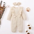 thumbnail image 2 of Newbor Girl Romper Infant Fall Winter Clothes Ruffle Sweater Long Sleeve Bodysuit Jumpsuit and Headband Set, 2 of 9