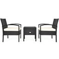 thumbnail image 2 of Gymax 3PCS Rattan Patio Conversation Set Outdoor Furniture Set w/ Storage Table, 2 of 9