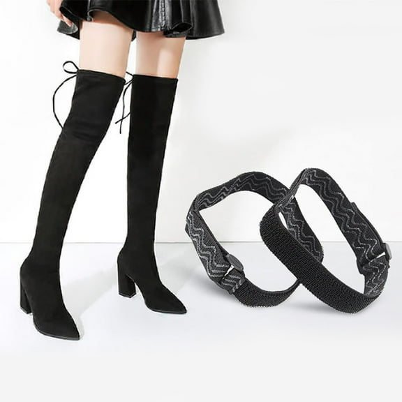 MLINS Adjustable High Boots Straps for Fixing Keeps Boots from Falling Down Black Polyester Silicone Latex Size Fits Most