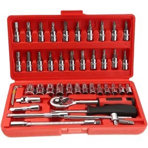 46 In 1 Pcs Tool Kit & Screwdriver Socket Set | Multi Purpose Tool Case, Essential Diy | Repair Tool Set For Home & Office | Chrome Vanadium Steel | Durability & Corrosion-Resistant Tool