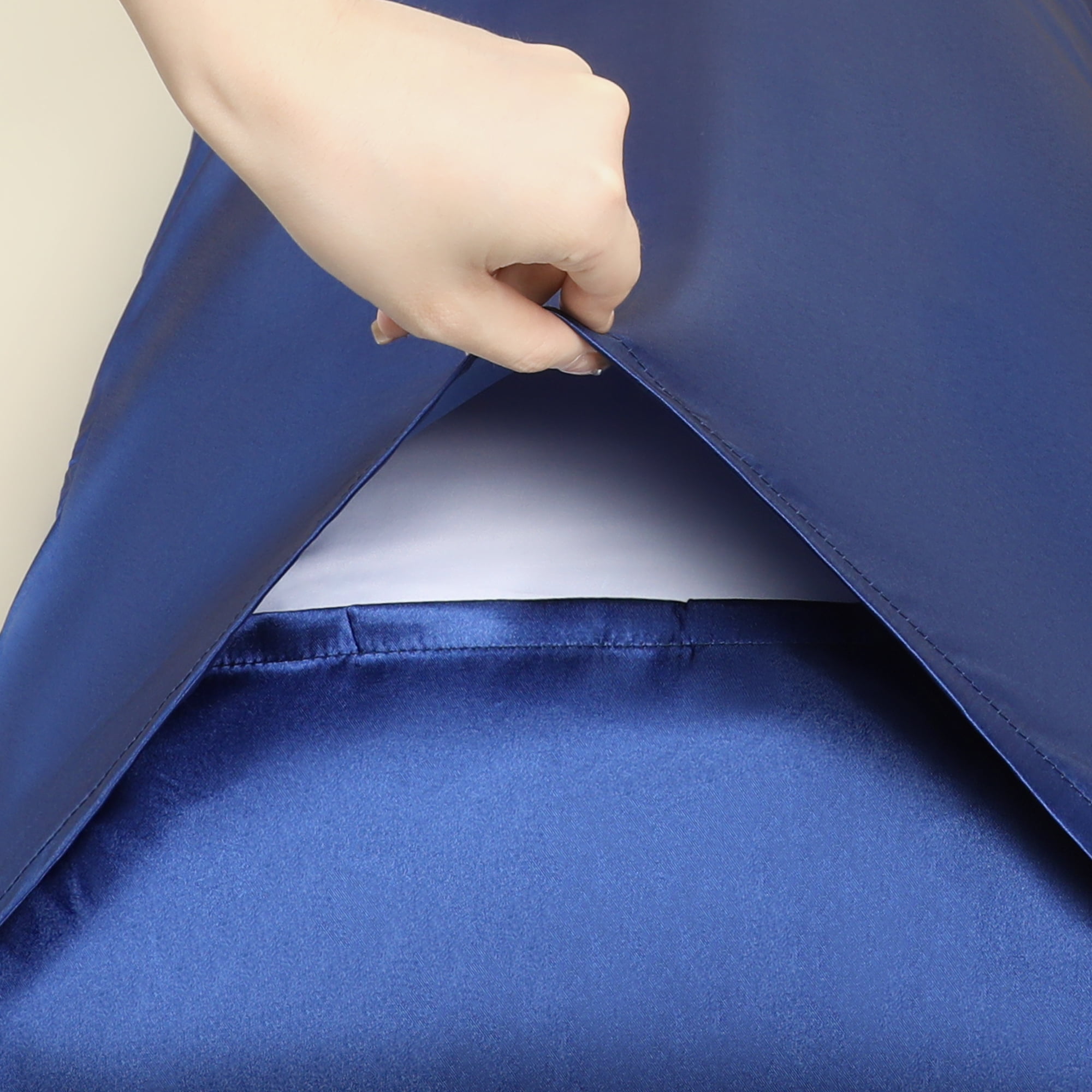 Unique Bargains Satin Pillow Cases Set of 2 Cooling Pillow Covers Navy Blue