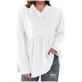 thumbnail image 2 of BiZtdJrK Womens Tunic Sweatshirts Ruffle Long Sleeve Babydoll Tops Draped Crew Neck Dressy Casual Pullover Sweatshirt White XL, 2 of 8