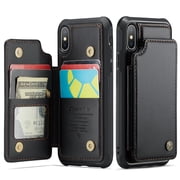 for iPhone XS Max Case with Card Holder, Wallet Case for Women Men with RFID Blocking, Durable Leather Kickstand Magnetic Clasp Shockproof Phone Case for iPhone XS Max