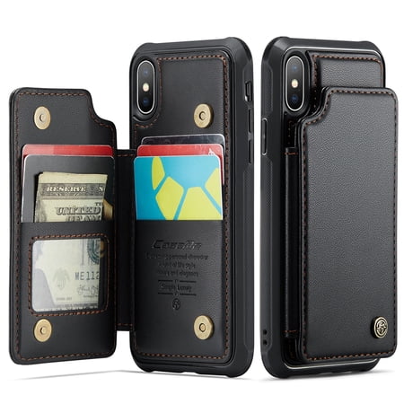 for iPhone XS Max Case with Card Holder, Wallet Case for Women Men with RFID Blocking, Durable Leather Kickstand Magnetic Clasp Shockproof Phone Case for iPhone XS Max