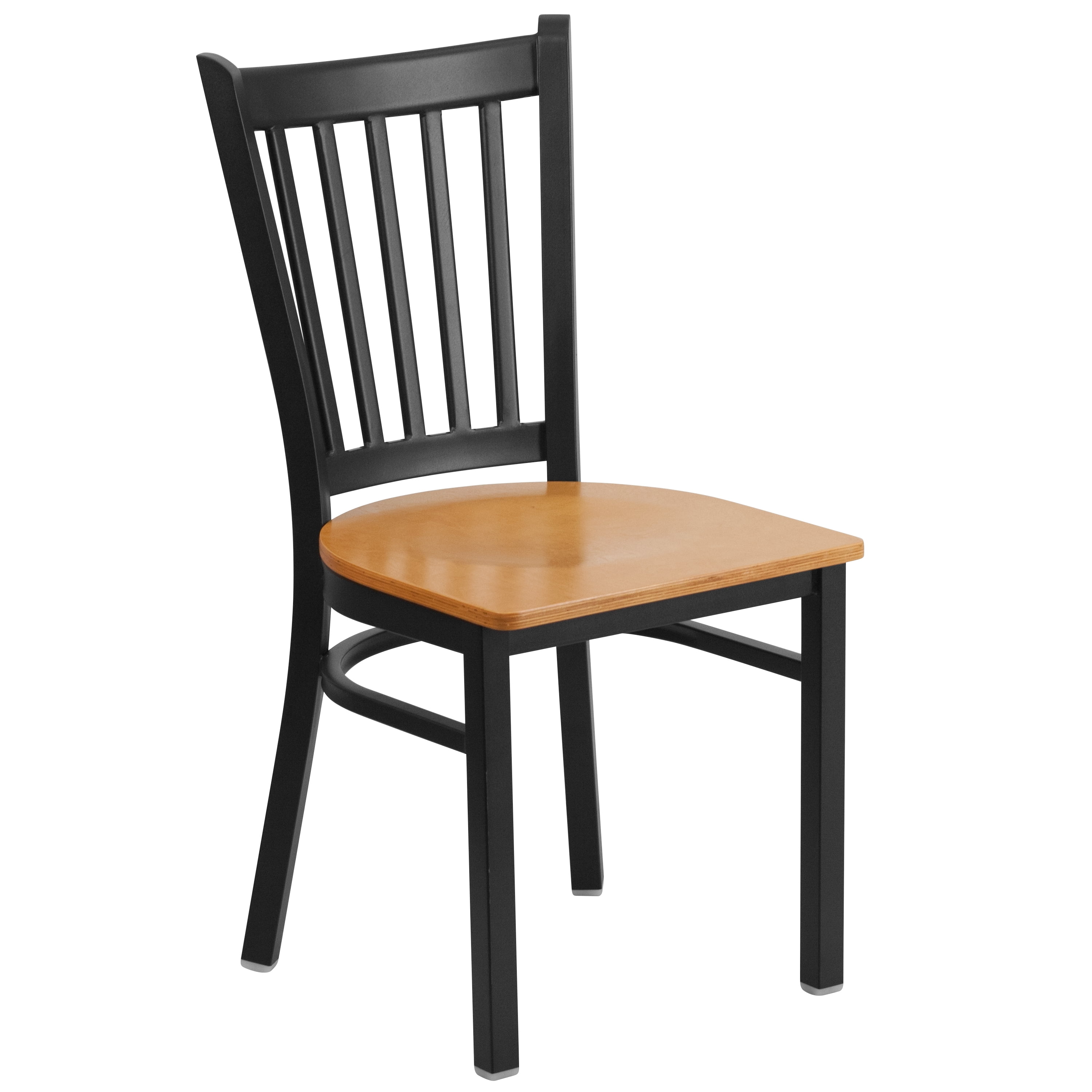 Flash Furniture HERCULES Series Black Vertical Back Metal Restaurant Chair - Black Vinyl Seat