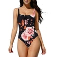 thumbnail image 6 of Jamicy Womens One Piece Swimsuits Tummy Control Square Neck Sporty Ruched Slimming Monokini High Cut Women's Bathing Suit, 6 of 8