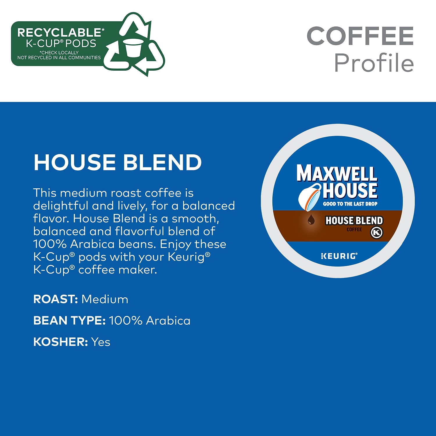 Maxwell House Blend Coffee K-Cup Pods Medium Roast 24/Box (5303) 1678078