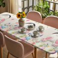 thumbnail image 3 of Easter Table Cloths for 8 Foot Rectangle Tables, Country Spring Rabbit Feet Eggs Botanical Flowers Patio Waterproof Elastic Fitted Tablecloths, Washable Rectangular Table Cover for Camping, 3 of 8
