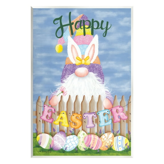 Stupell Happy Easter Garden Gnome Eggs Holiday Painting Wall Plaque Unframed Art Print Wall Art