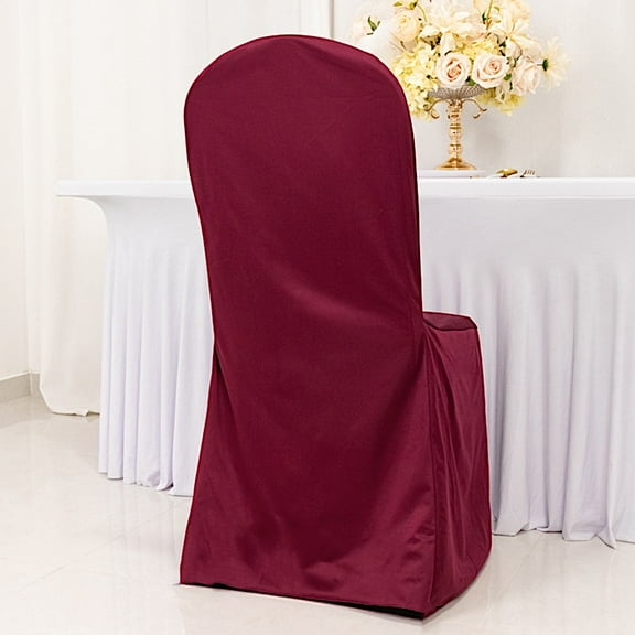 BalsaCircle Burgundy Solid Stretch Scuba Fitted Banquet Chair Cover Wedding Slipcovers Party Catering Event Decorations Supplies