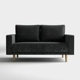 thumbnail image 2 of Furniture of America Doux Black MCM Custom Boucle Upholstered Fabric Welt Trim Living Room Loveseat Sofa Couch, 2 of 6