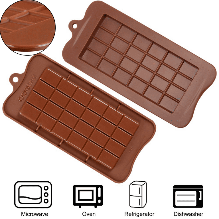 3pcs Silicone Chocolate Candy Molds Waffle 24 Grids Bpa Free, Reusable