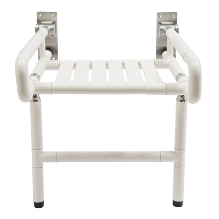 Miumaeov 440.92 lbs Foldable Shower Chair Seat Wall Mounted Bathroom Shower Bench Stool with Armrests White
