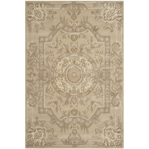 SAFAVIEH Savonnerie Laverne Bordered Area Rug, Sand, 4' x 6'