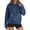 Navy, variant on Pet Pouch Hoodie for Women Cat Face and Whisker Print Long Sleeve Pullover with Button Flap Pouch Casual Hoodies