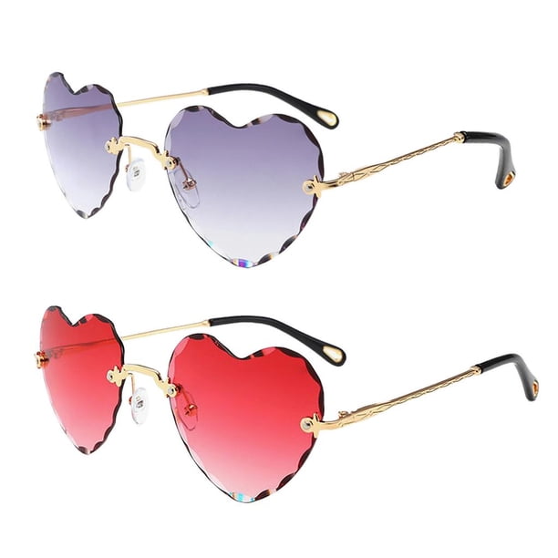 Gazechimp Lovely Rimless Gafas de Forma de corazón UV400 Gafas Gafas de sol Gris + rojo claro jinwen gafas de sol para mujer