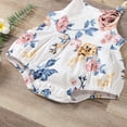 thumbnail image 6 of Newborn Baby Girl Sleeveless Floral Print Strap Romper One Piece Bodysuit Jumpsuit, 6 of 7