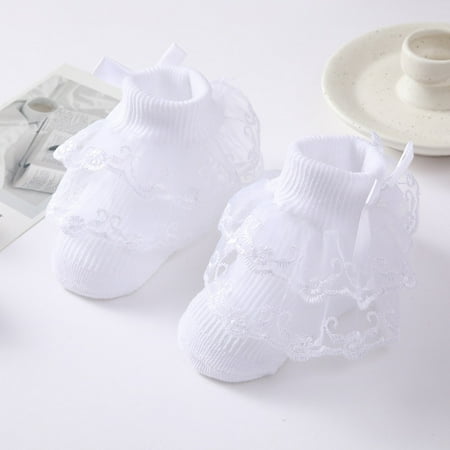 

Bullpiano Infant Baby Girl Socks Breathable Cotton Cute Lace Ruffle Princess Mesh Ankle Indoor Floor Short Sock Toddler 0-12 Months