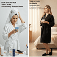 thumbnail image 5 of Lotus Linen Knee-Length Waffle Robe Women - Lightweight Short Spa Bathrobe, Black XXL, 5 of 9