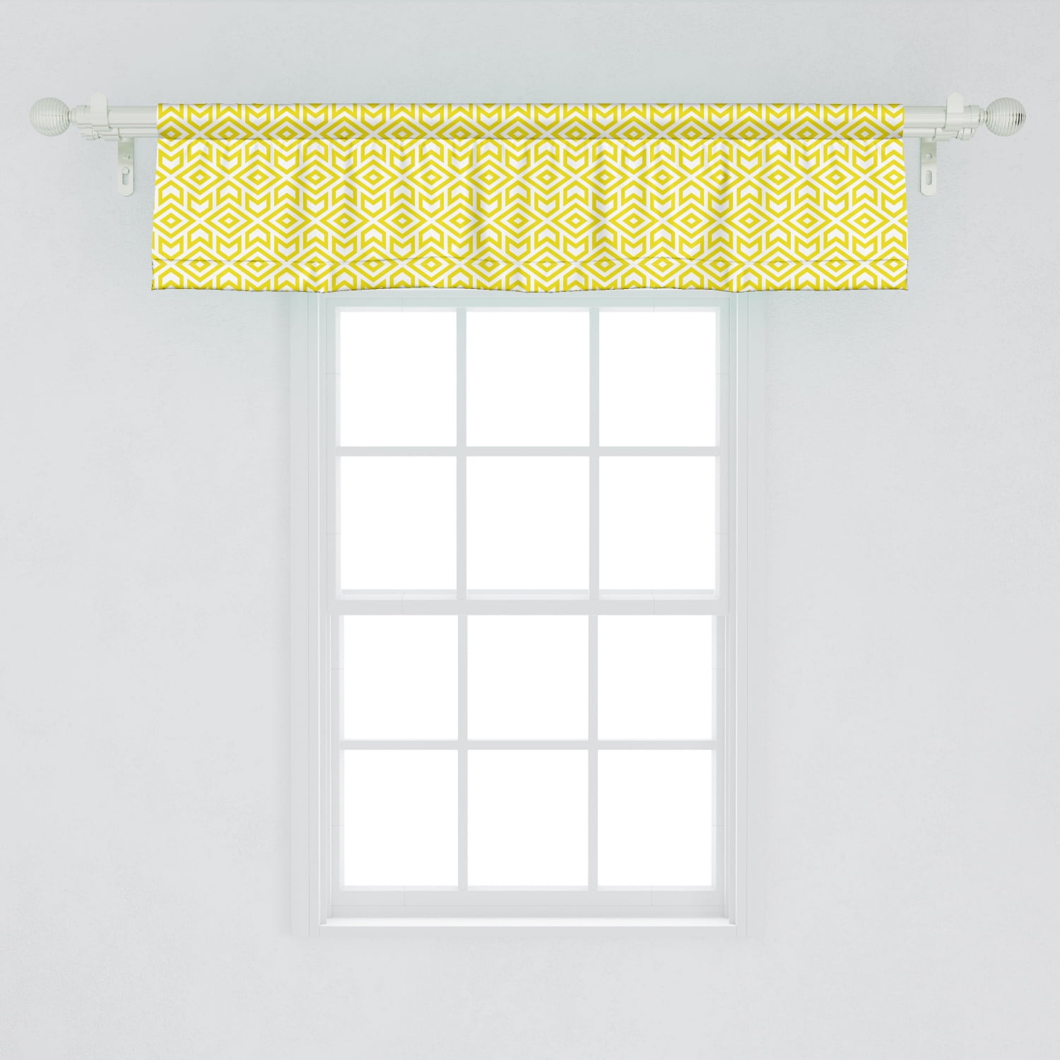 Chevron Yellow Gray Polka Dot Livingroom Bedroom Kitchen Window Valance Decor 