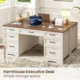 thumbnail image 3 of Vabches Farmhouse Executive Desk with 2 Large File Drawers and 5 Drawers, 60" Executive Desk, Workstation Table for Study, 3 of 8