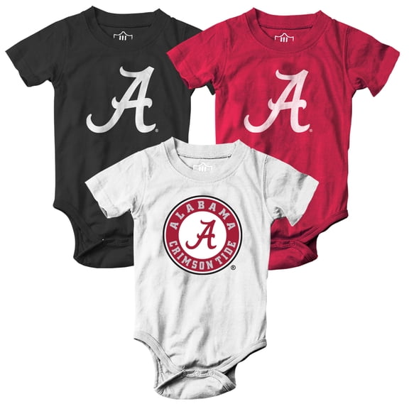 Infant Wes & Willy  Alabama Crimson Tide Three-Pack Bodysuit Set