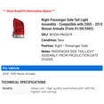 thumbnail image 2 of Right Passenger Side Tail Light Assembly - Compatible with 2005 - 2015 Nissan Armada (From 01/00/2005) 2006 2007 2008 2009 2010 2011 2012 2013 2014, 2 of 2
