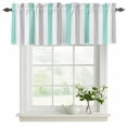 thumbnail image 2 of Aqua Stripe Valances for Windows, Decorative Rod Pocket Window Valance Curtains, Geometric Grey White Vertical Striped Short Curtain Drapes for Kitchen/Bathroom/Living Room, 2 Panels, 42" W x 12" L, 2 of 8