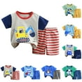 thumbnail image 4 of Caqnni Toddler Baby Boy Girls Summer Print Short Sleeve T-Shirts Elastic Waist Shorts 2Pcs Outfits Set 3 6 12 18 Months 2T Summer Pjs Kids Gift 2PCS Pajamas Outfits (9-18 Months), 4 of 4