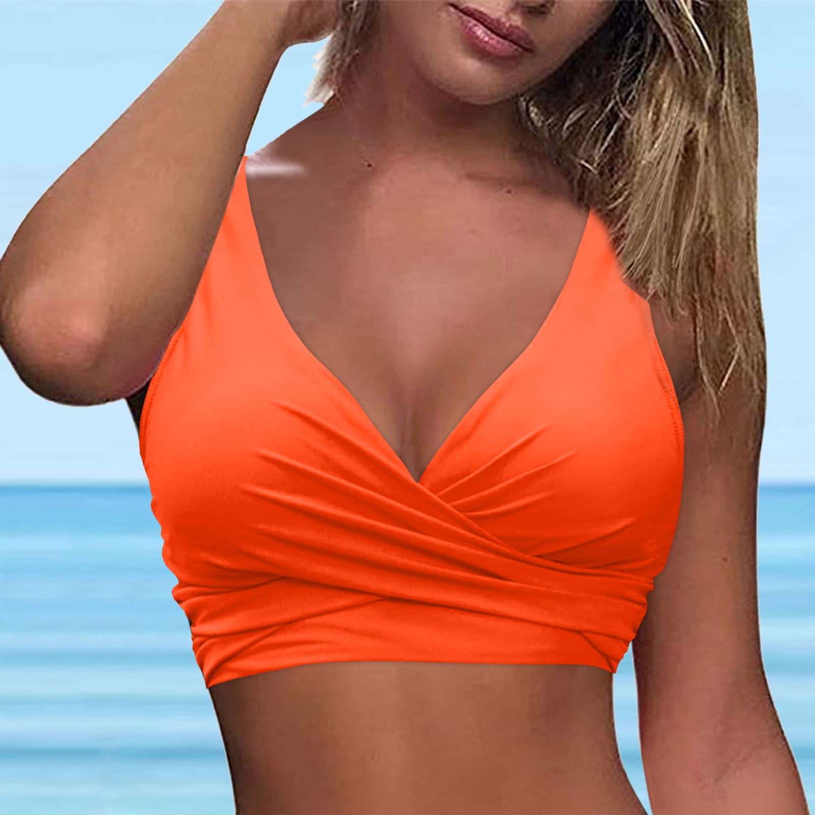 orange tube top bathing suit