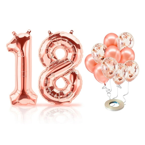 PARIS PRODUCTS - 18th Birthday Rose Gold Balloons & Number 18 Mylar Balloon, 18th Birthday Party Decor, 18th Birthday Decorations for Girl, 18th Birthday Decorations Girl 18