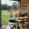 thumbnail image 4 of Yuyamidu Rainbow Tie Dye Golf Head Covers for Driver Fairway Woods Headcovers PU Leather Golf Club Head Cover Whilpool Tie Dye Golf Club Covers, 4 of 7