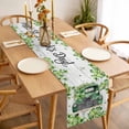 thumbnail image 3 of St. Patrick's Day Table Runner - 90 Inch Long, Kitchen Dining Table Runner Dresser Scarves, Green Truck Clovers Floral Butterfly Wood Farmhouse Decor for Coffee Tables Wedding Party Banquet, 3 of 8