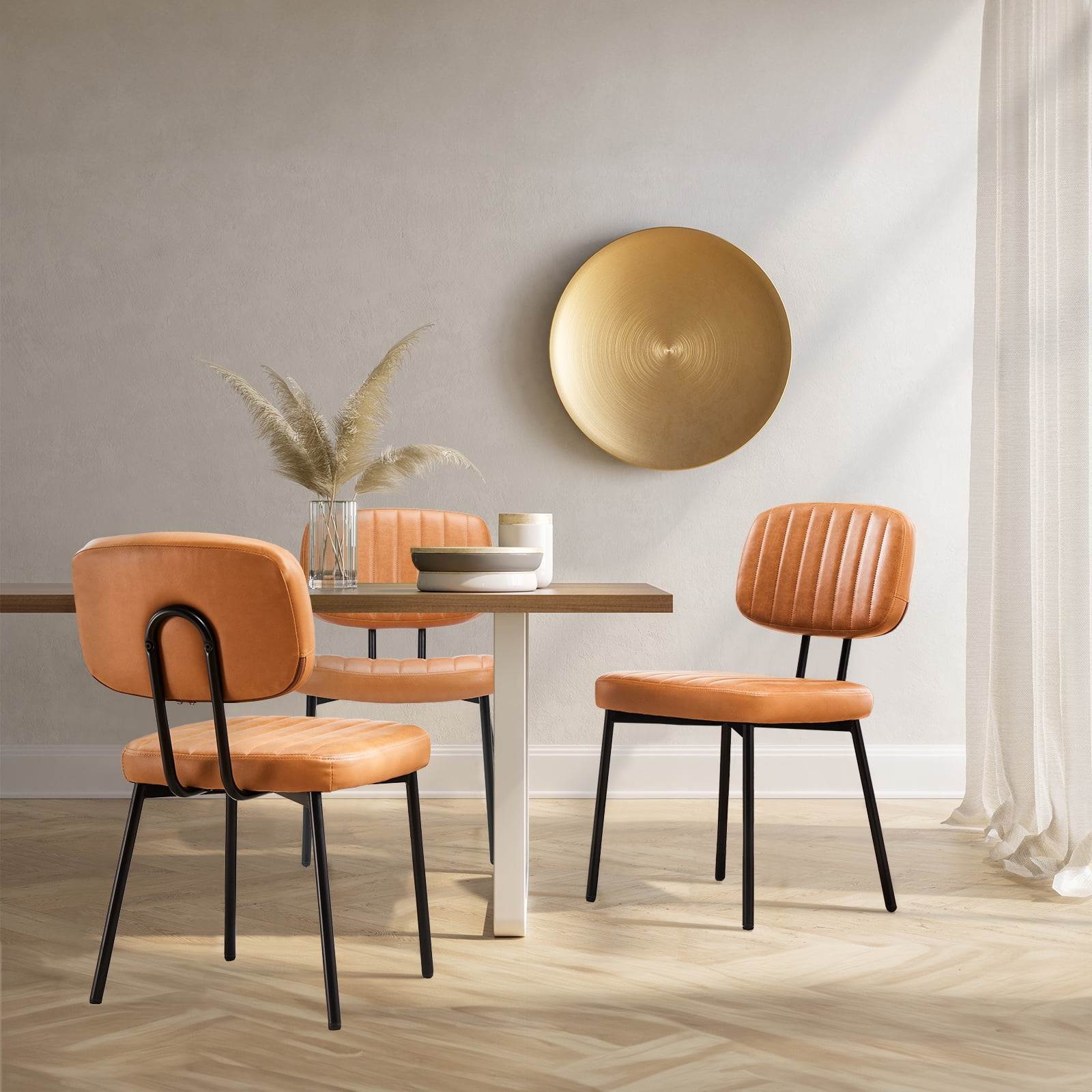 GIANNA Dining Chairs Set of 2, Sturdy Accent Chairs Modern Faux Leather Desk Chair with Metal Legs for Kitchen, Living Room, Bedroom