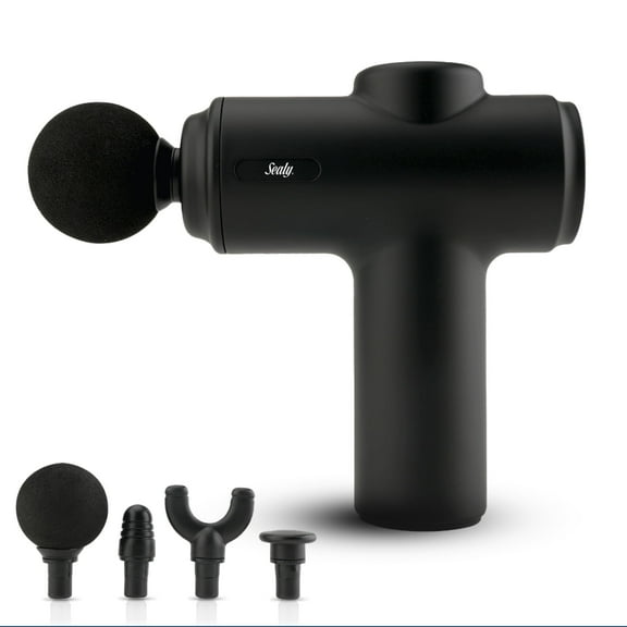 Sealy Massage Gun for Neck, Shoulder & Neck Pain Relief, Deep Tissue Massager w/ 4 Heads, Black